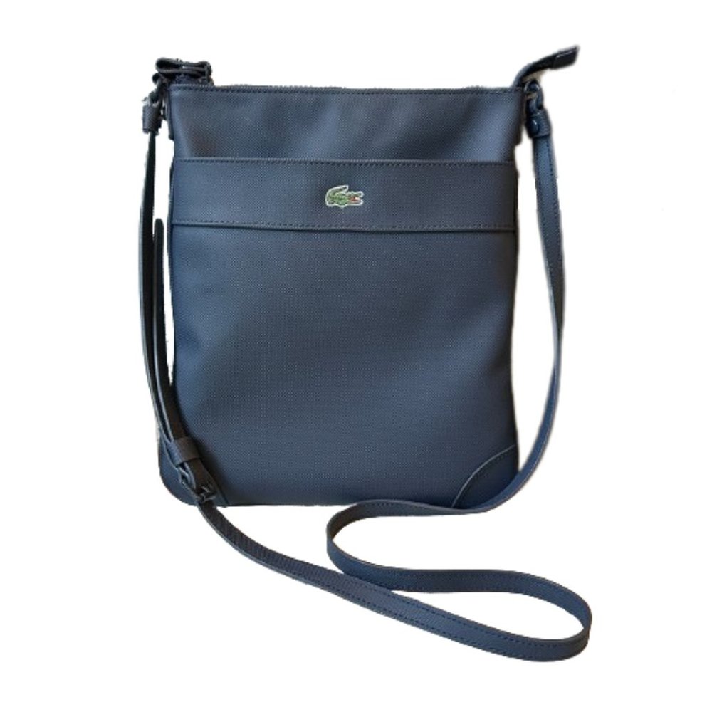 LACOSTE Blue Coated Canvas Crossbody Bag - Purse